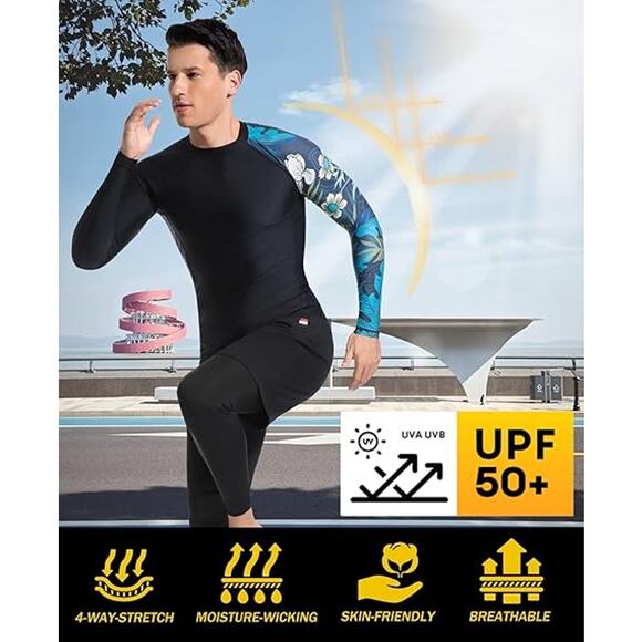 New USKOY Sz Large Swim Moisture Wiking Base Layer Shirt with SPF and rashgaurd - Picture 3 of 5